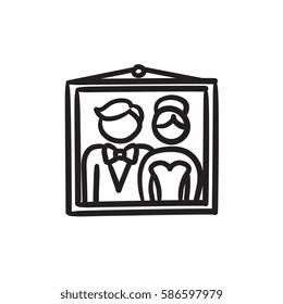 Wedding photo vector sketch icon isolated on background. Hand drawn Wedding photo icon. Wedding photo sketch icon for infographic, website or app.