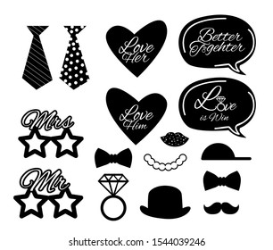 Wedding Photobooth Props Kit icon, Konsait Engagement Photo Booth Accessories for Bridal Shower