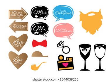 Wedding Photobooth Props Kit icon, Konsait Engagement Photo Booth Accessories for Bridal Shower