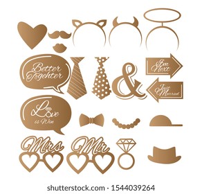 Wedding Photobooth Props Kit icon, Konsait Engagement Photo Booth Accessories for Bridal Shower
