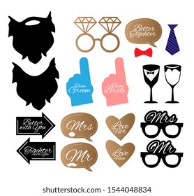 Wedding Photobooth Props Kit icon, Konsait Engagement Photo Booth Accessories for Bridal Shower