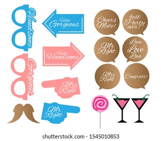 Wedding Photobooth Props Kit icon, Konsait Engagement Photo Booth Accessories for Bridal Shower