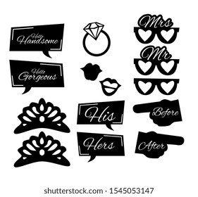 Wedding Photobooth Props Kit icon, Konsait Engagement Photo Booth Accessories for Bridal Shower