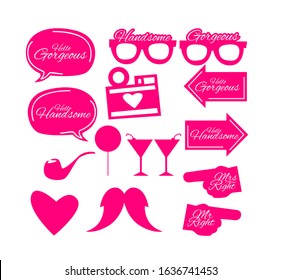 Wedding Photobooth Props Kit icon, Konsait Engagement Photo Booth Accessories for Bridal Shower or Game application