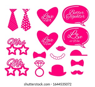 Wedding Photobooth Props Kit icon, Konsait Engagement Photo Booth Accessories for Bridal Shower or Game application