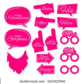 Wedding Photobooth Props Kit icon, Konsait Engagement Photo Booth Accessories for Bridal Shower or Game application, it can use for label, logo, sign, sticker or printing for t-shirt.