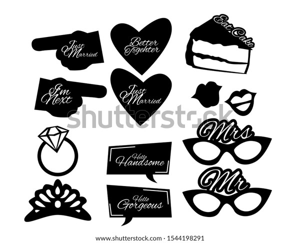 Wedding Photobooth Props Kit Icon Konsait Stock Vector Royalty Free 1544198291 Shutterstock 9939