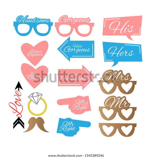 Wedding Photobooth Props Kit Icon Konsait Stock Vector Royalty Free 1545389246 Shutterstock 9428