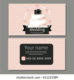 Wedding photographer. Vector design of business card. 