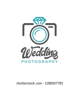 Wedding Photography Camera Diamond Logo Icon