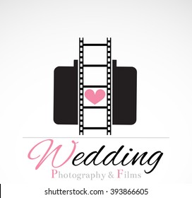Wedding photography. Creative vector icon, company name design.  