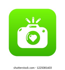 Wedding photography icon green vector isolated on white background