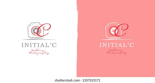 Wedding photography initial letter C logo template