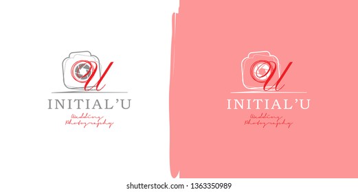 Wedding photography initial letter U logo template