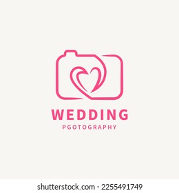 wedding photography logo design with combine camera and heart concept