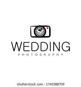 Wedding photography logo, photography logo template, initial Wedding with holding hands, camera and white background