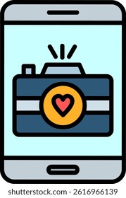 Wedding Photos Line Filled Vector Icon Design