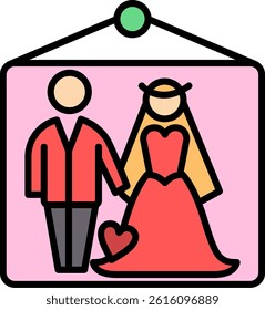 Wedding Photos Line Vector Icon Design