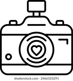 Concepto de la cámara de la sesión de fotos de la boda, Icono del contorno del Vector del fotógrafo del Profesional, Símbolo de la boda musulmana, Signo de la aduana de la boda islámica, Ilustración de stock del matrimonio paquistaní