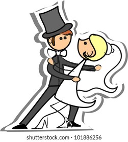  Wedding picture, bride and groom in love, the vector