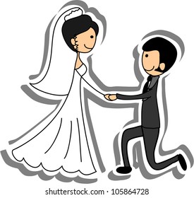 Wedding picture, bride and groom in love, the vector
