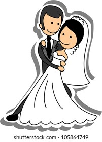 Wedding picture, bride and groom in love, the vector