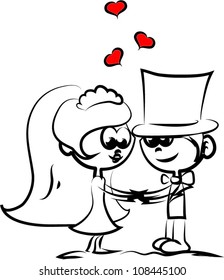 wedding picture, bride and groom in love, the vector