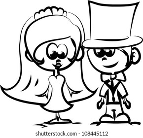 wedding picture, bride and groom in love, the vector