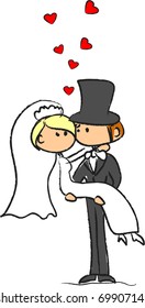 wedding picture, bride and groom in love, the vector