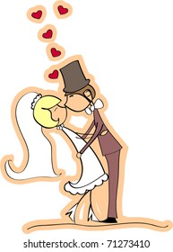 wedding picture, bride and groom in love, vector