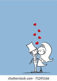 wedding picture, bride and groom in love, vector