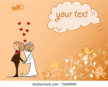  wedding picture, bride and groom in love, the vector