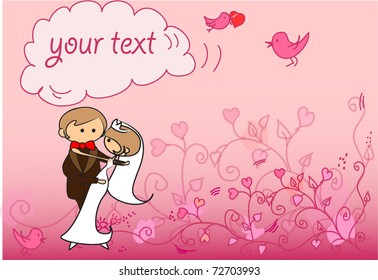  wedding picture, bride and groom in love, the vector