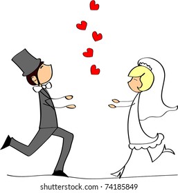  wedding picture, bride and groom in love, the vector