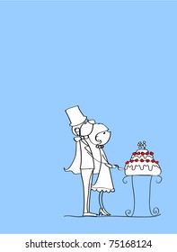  wedding picture, bride and groom in love, the vector