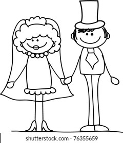 wedding picture, bride and groom in love, the vector