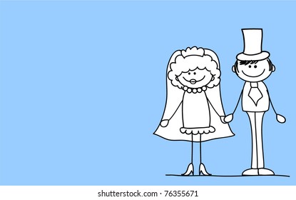 wedding picture, bride and groom in love, the vector
