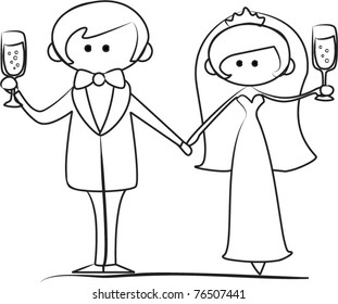  wedding picture, bride and groom in love, the vector