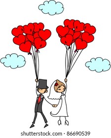 wedding picture, bride and groom in love, the vector
