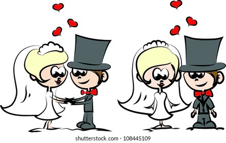 wedding pictures, bride and groom in love, the vector