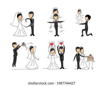 Wedding pictures, love the bride and groom in the doodle style