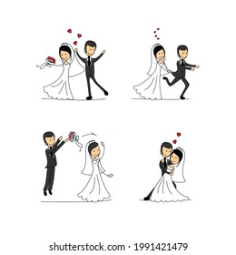 Wedding pictures, love the bride and groom in the doodle style