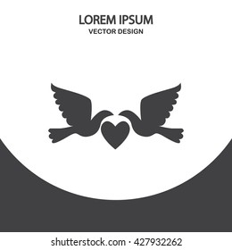 Wedding pigeon icon on the background