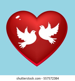 Wedding pigeons in heart