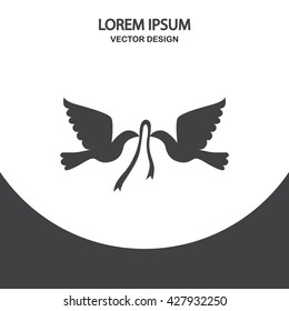 Wedding pigeons icon on the background