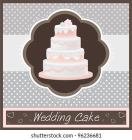 Wedding pink cake decorated with roses in frame