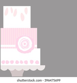 Wedding pink cake.Vector illustration.