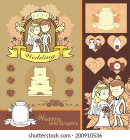 Wedding planer info graphic frame and icon vector