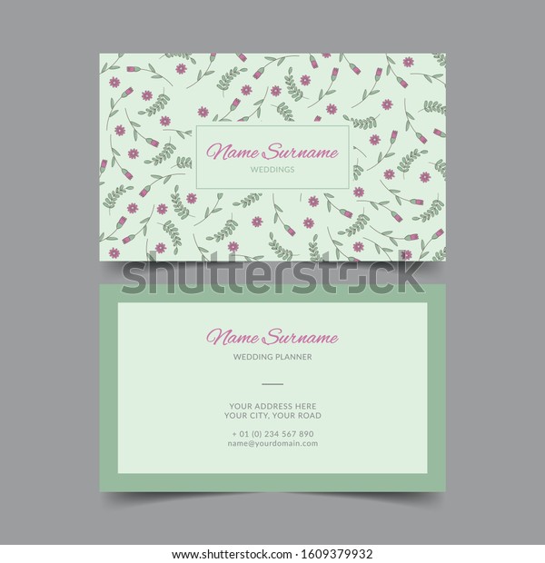 Wedding Planner Business Card Template Stock Vector Royalty Free 1609379932