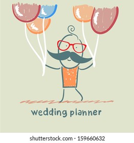 wedding planner with helium balloons